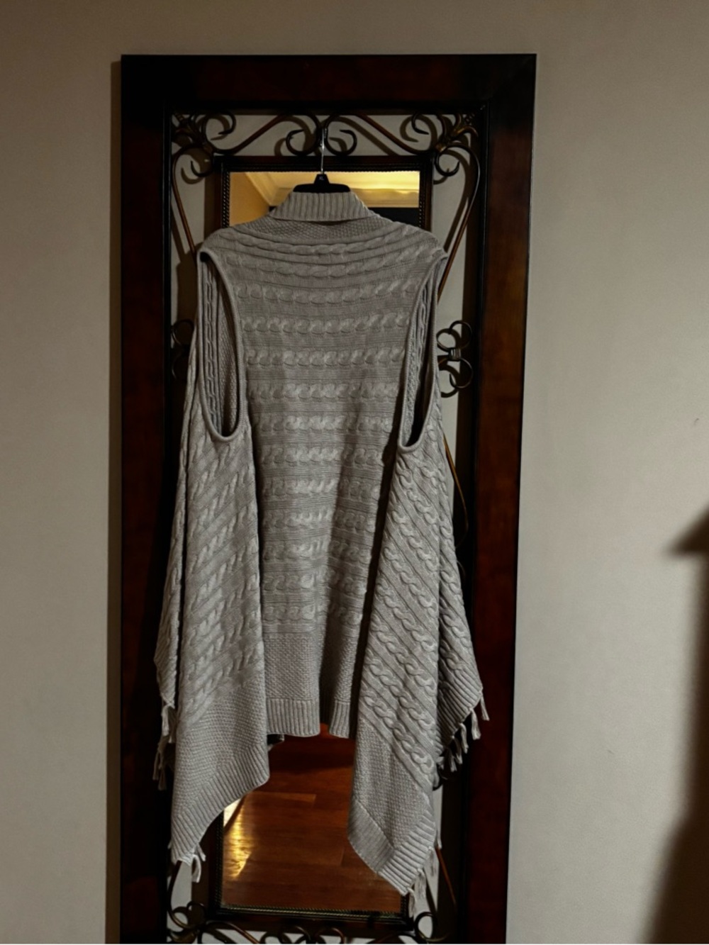 Grace Elements tan Cable-Knit Fringe Open Front Cardigan CL casual - Picture 2 of 3